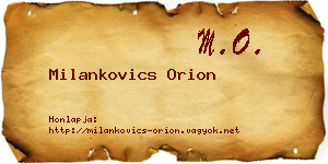 Milankovics Orion névjegykártya